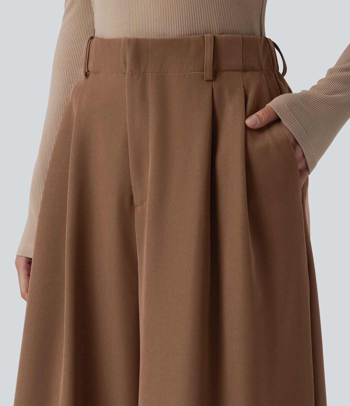 Pantalon tailleur large Halara Flex™ plissé taille haute avec poches