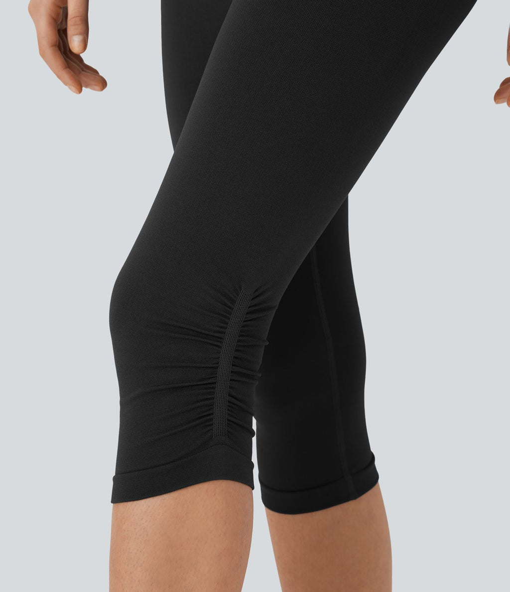 Legging yoga pedal pusher taille haute froncé sans couture OneForm Seamless Flow