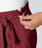 Pantalon Tailleur Large Fluide Taille Haute Fermeture Éclair Invisible
