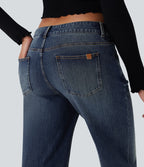Jean décontracté Halara Flex™ asymétrique jambe droite taille basse avec poches