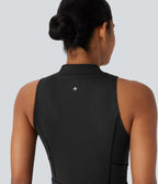 Robe active de golf mini 2-en-1 Softlyzero™ QuickDry à col baseball, demi-zip, sans manches, cordon de serrage et poches multiples - Poche pour tee de golf