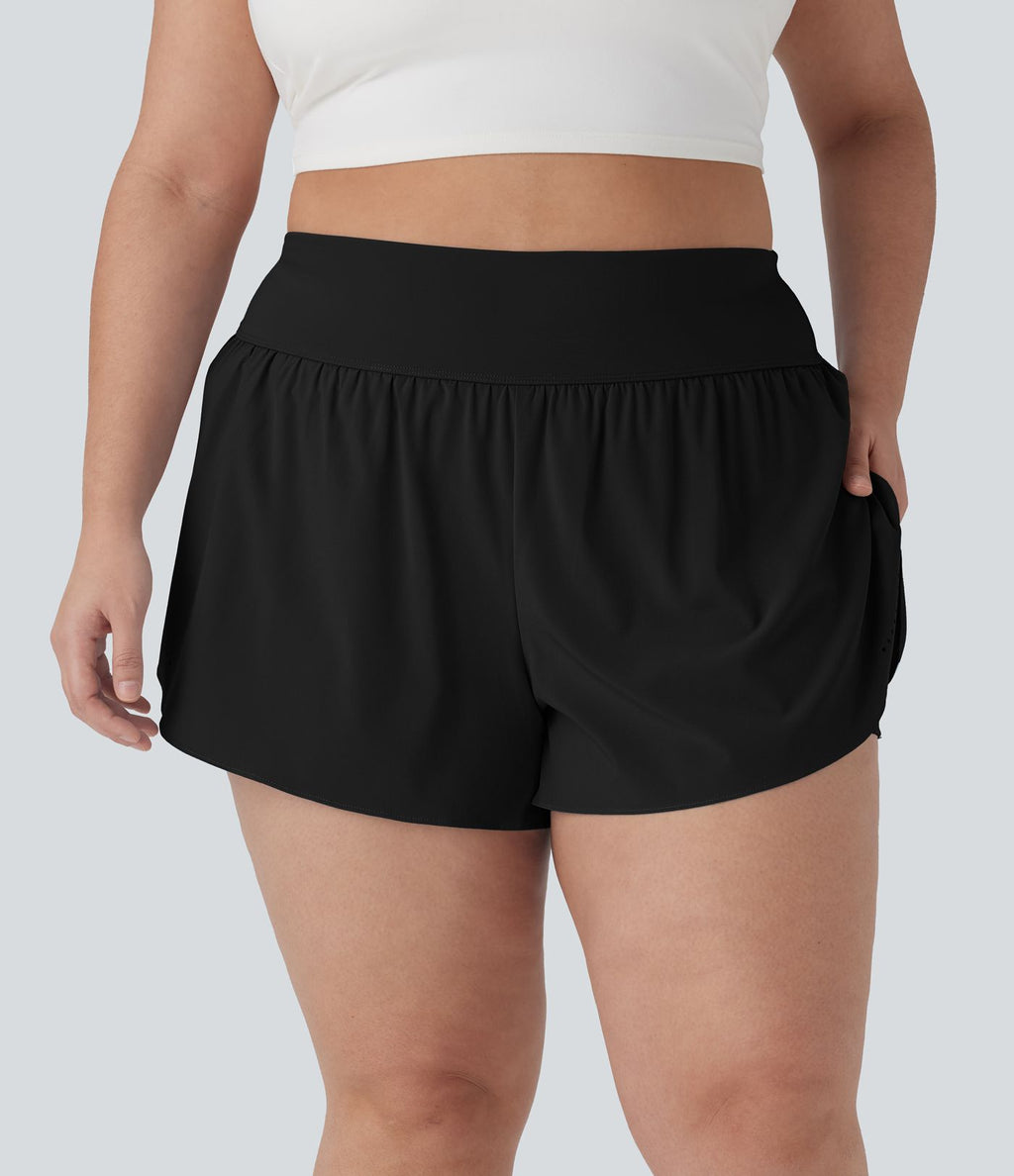 Short de course 2-en-1 Softlyzero™ QuickDry taille haute avec points réfléchissants, ourlet croisé et poches - grandes tailles