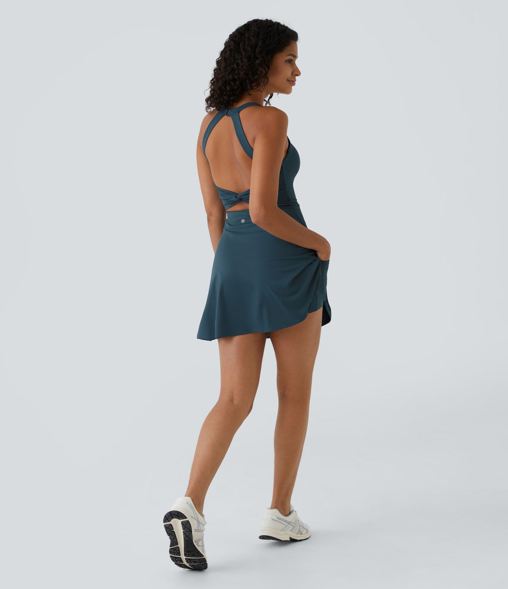 Robe de Danse Sport Mini à Volants Torsadés Dos Nu - Longueur Plus