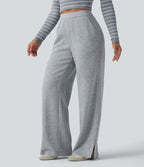 Jogging taille haute coupe droite décontracté avec poches