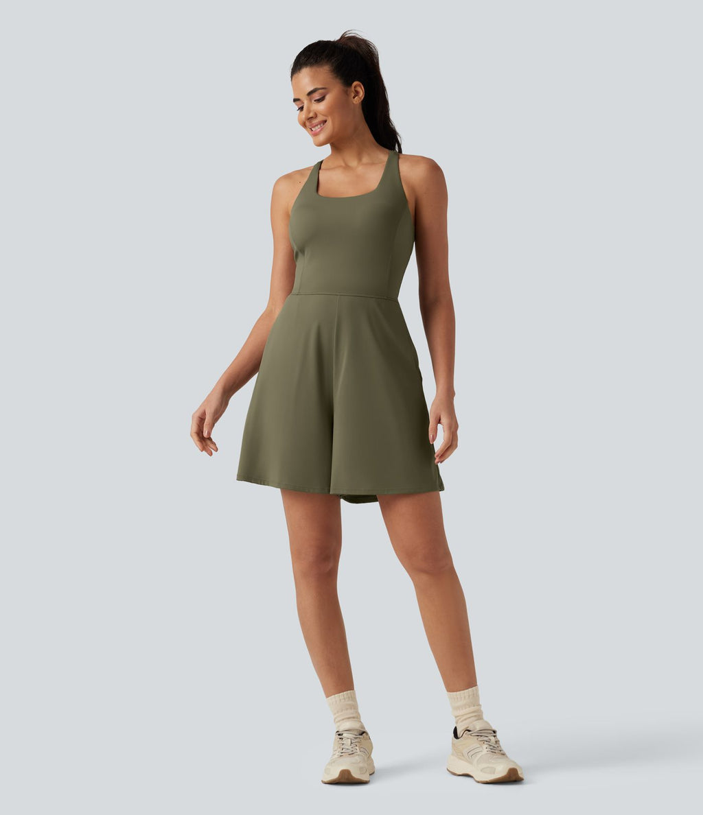 Combishort de sport SoftlyZero™ Airy à encolure U, toucher frais, coussinets amovibles, poches et accès facile Easy Peasy