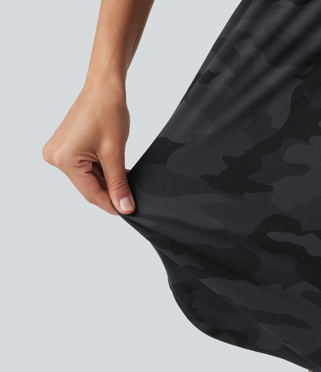 Short de running Halara UltraSculpt™ gainant taille haute imprimé camouflage avec ourlet arrondi et poche - 23 cm