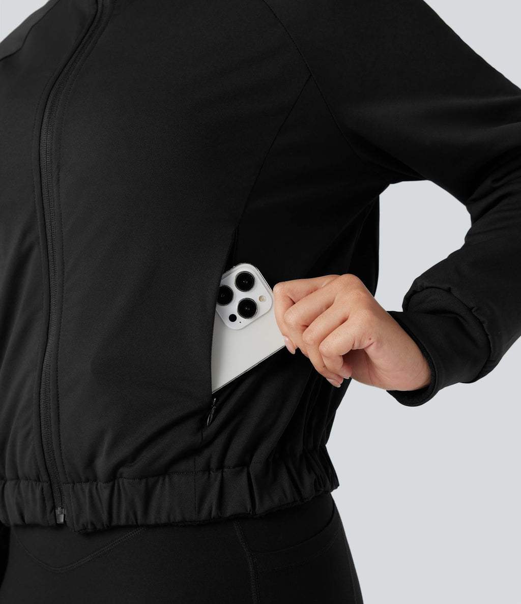 Veste polaire de randonnée réversible col montant manches longues avec poches (Deux looks en un)