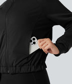 Veste polaire de randonnée réversible col montant manches longues avec poches (Deux looks en un)