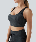 Brassière de sport yoga soutien léger col U découpes à rayures bonnets E-G