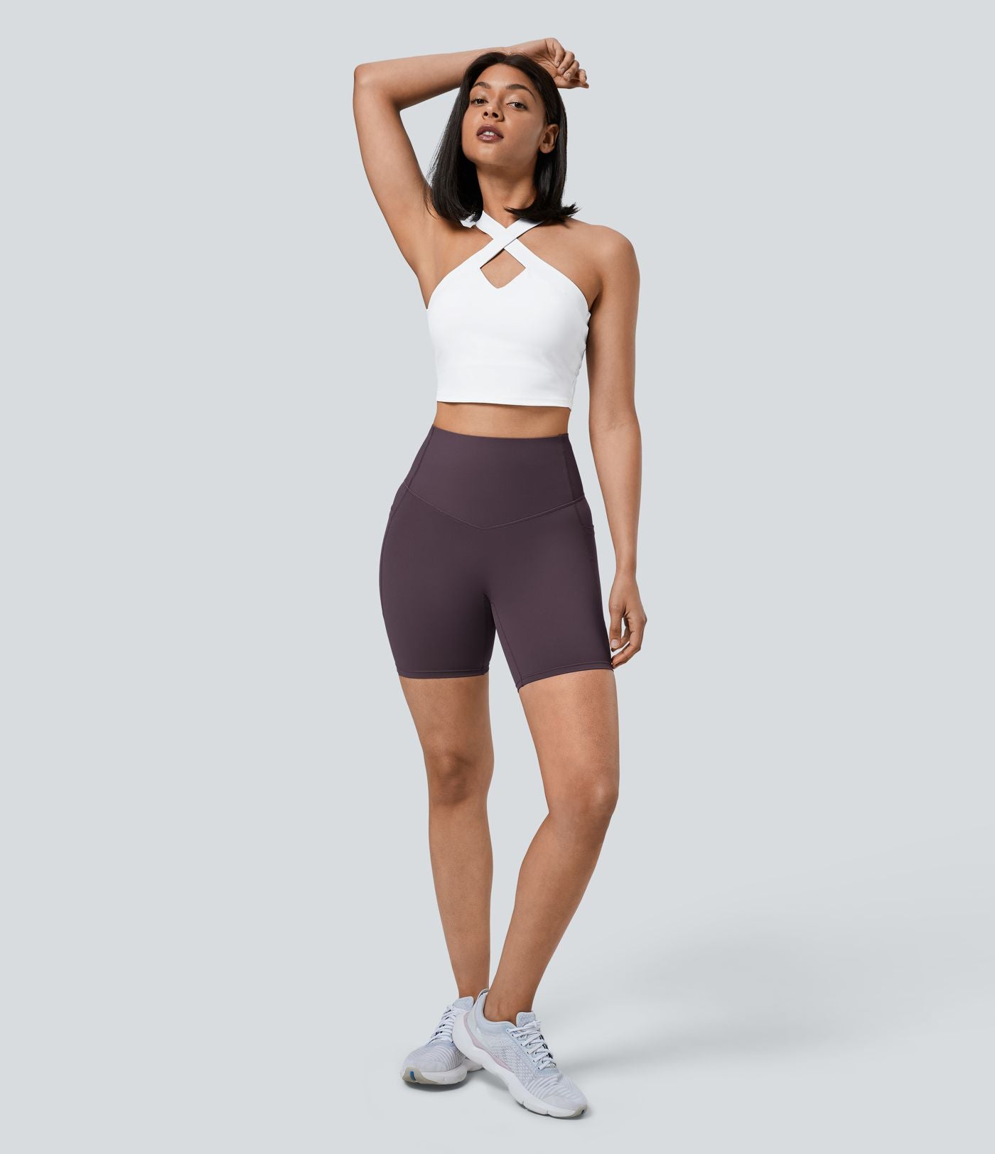 Short cycliste 17,5 cm d'entraînement gainant taille haute avec poches Halara UltraSculpt™