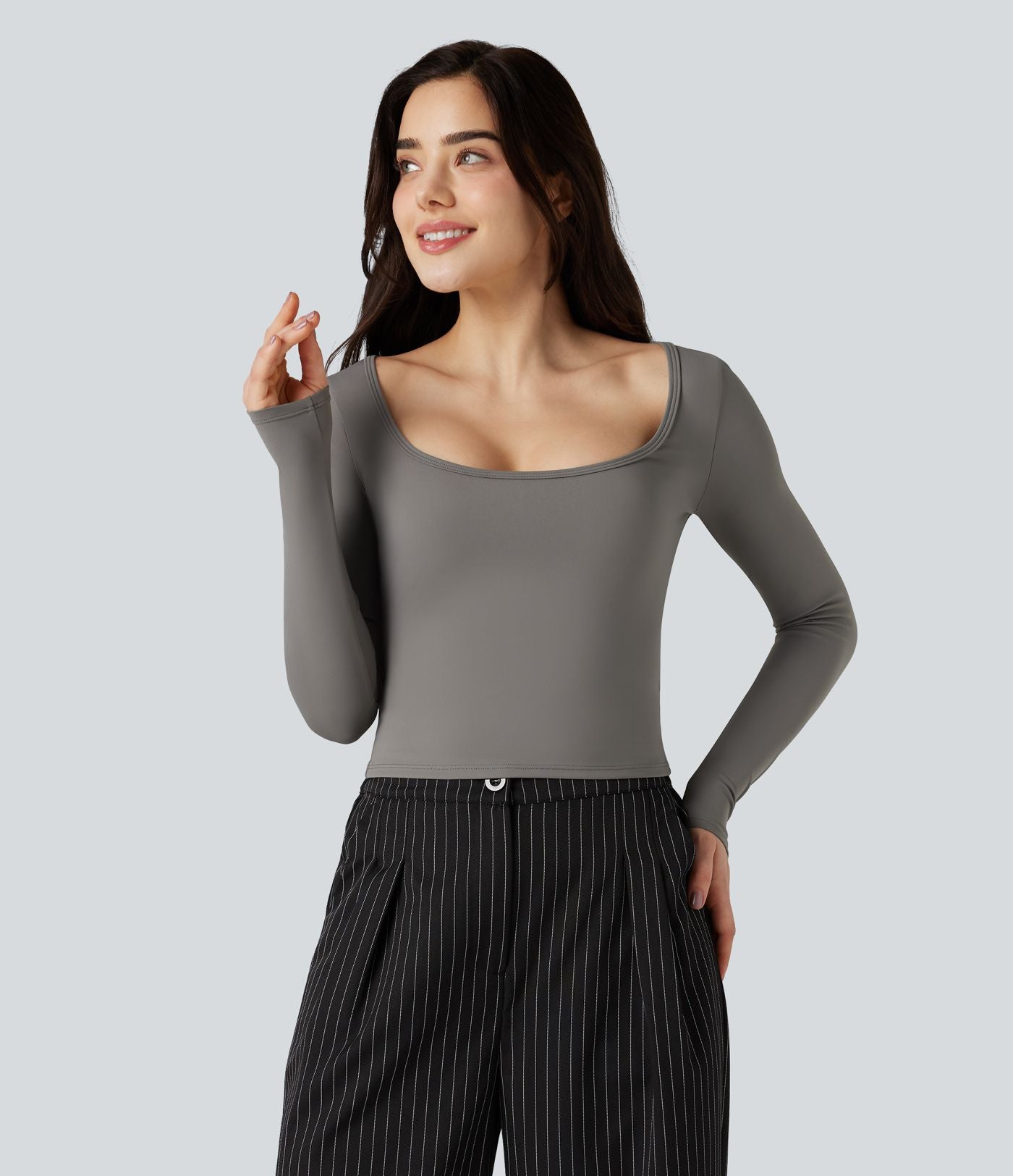 T-shirt tailleur SoftlyZero™ Airy col échancré manches longues