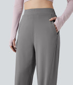 Pantalon yoga large taille haute avec poches