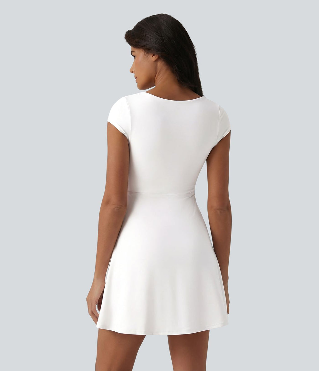 Robe décontractée mini 2-en-1 Softlyzero™ Plush à col carré style corset avec poche