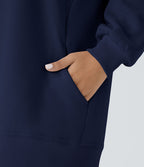 Sweat-shirt décontracté en polaire, col rond, manches longues, poches latérales, coupe oversize