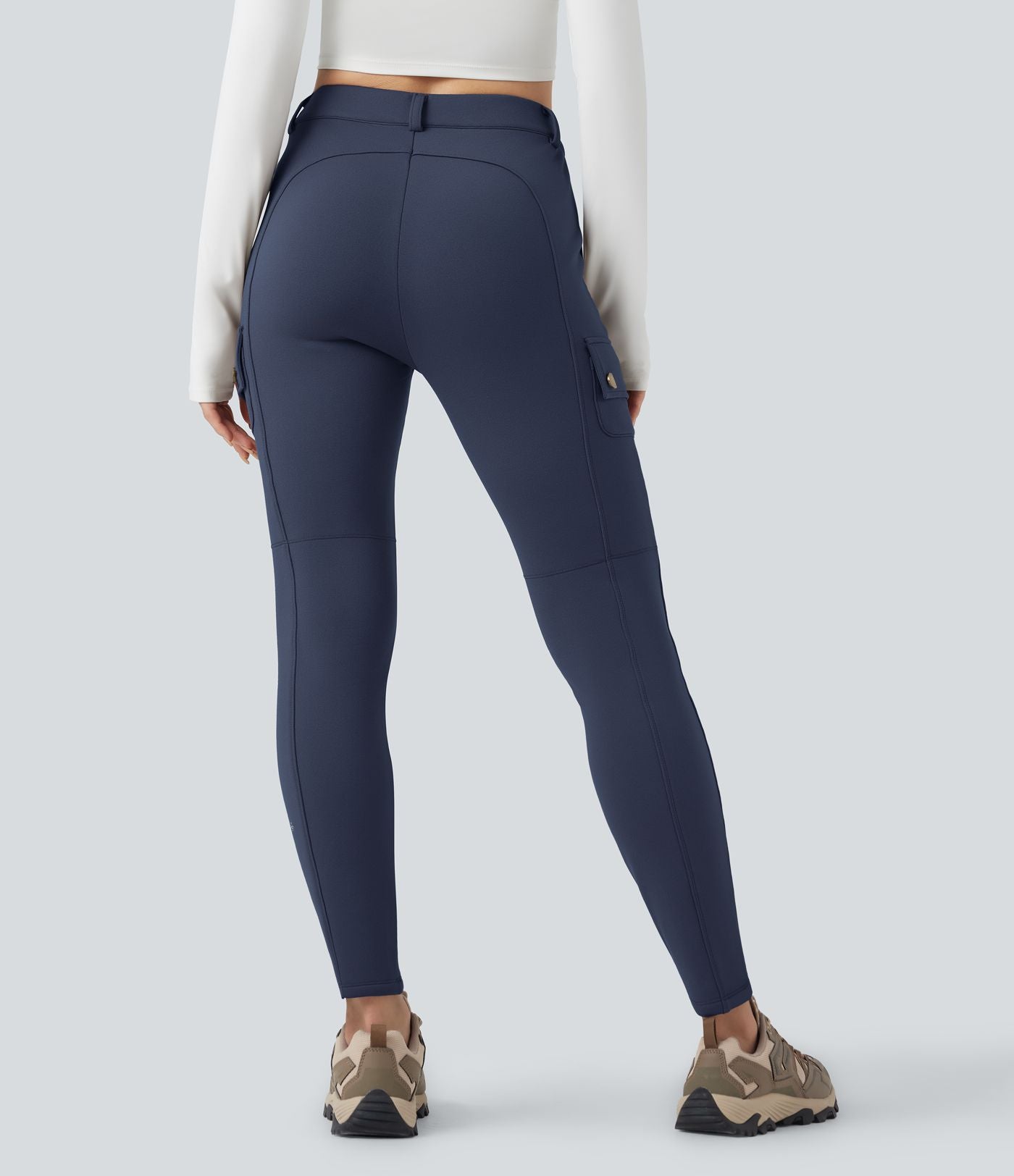 Pantalon cargo de randonnée ajusté polaire taille haute avec poches