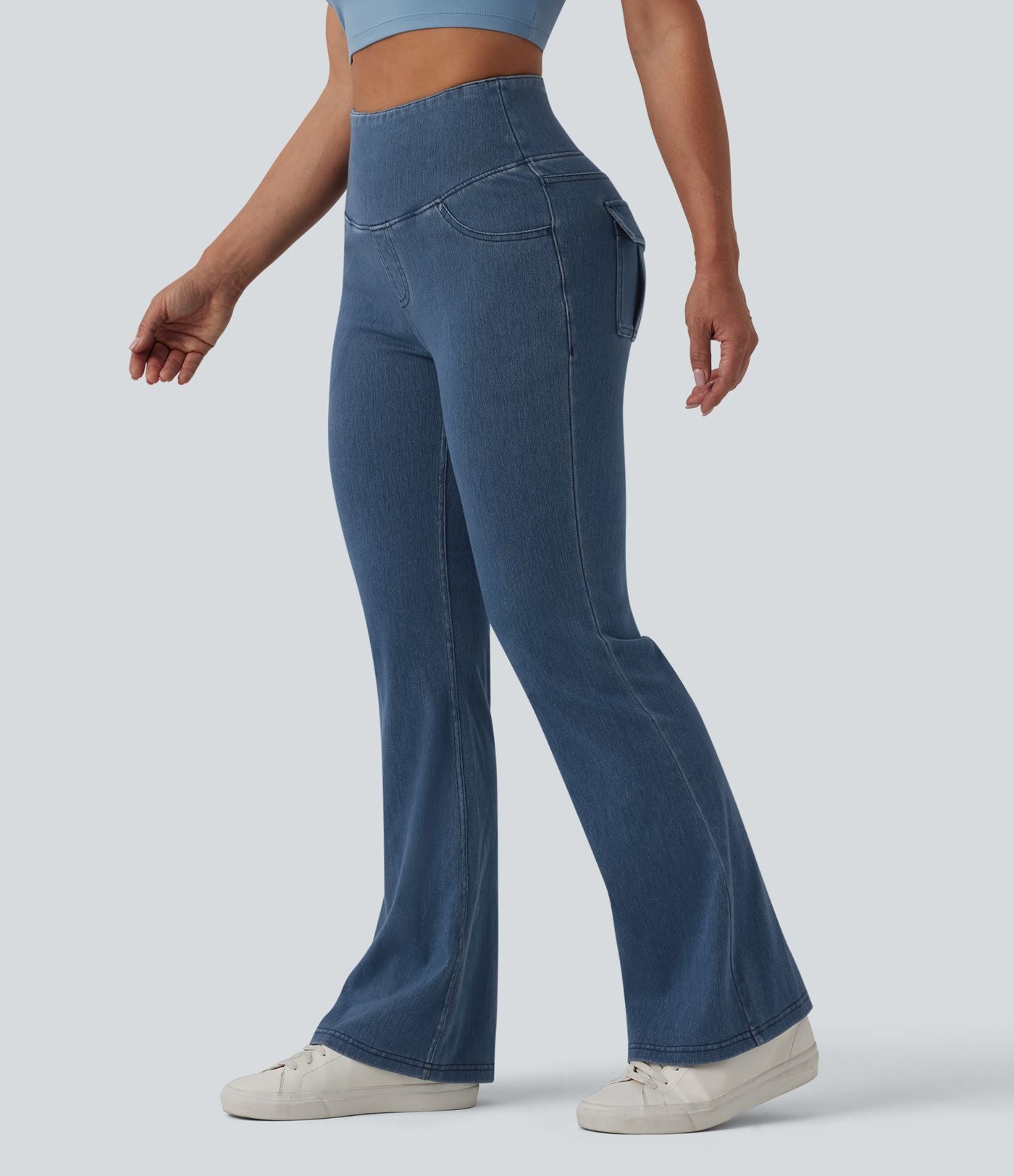 Jean évasé Halara Flex™ casual gainant taille haute avec poches