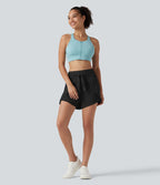 Short de running 2-en-1 SoftlyZero™ Airy 8cm effet frais InstantCool taille haute avec lien devant, mesh contrasté, poches et protection solaire UPF50+
