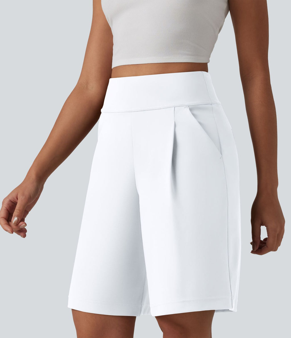 DayStretch Short tailleur bermuda plissé taille haute 25,5 cm avec poches
