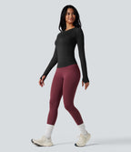 Haut de sport yoga col rond à manches longues avec passants pouces sans couture OneForm Seamless Flow