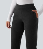 Pantalon tailleur coupe droite taille moyenne avec poches