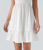 Robe mini col bateau dos échancré avec nœud