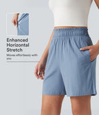 Short décontracté taille haute en lin stretch 12,5 cm avec poches