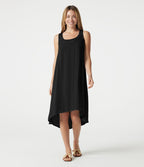 Robe fluide de vacances 2-en-1 col rond échancré sans manches asymétrique