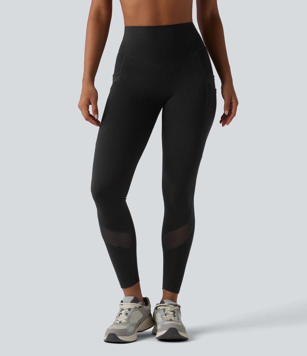 Legging de sport 7/8 Halara UltraSculpt™ taille haute gainant scrunch en mesh contrastant à poches