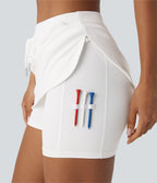 Softlyzero™ QuickDry Jupe de golf courte deux-en-un à taille haute avec poches latérales, ourlet arrondi, cordon de serrage - Poche pour tee de golf