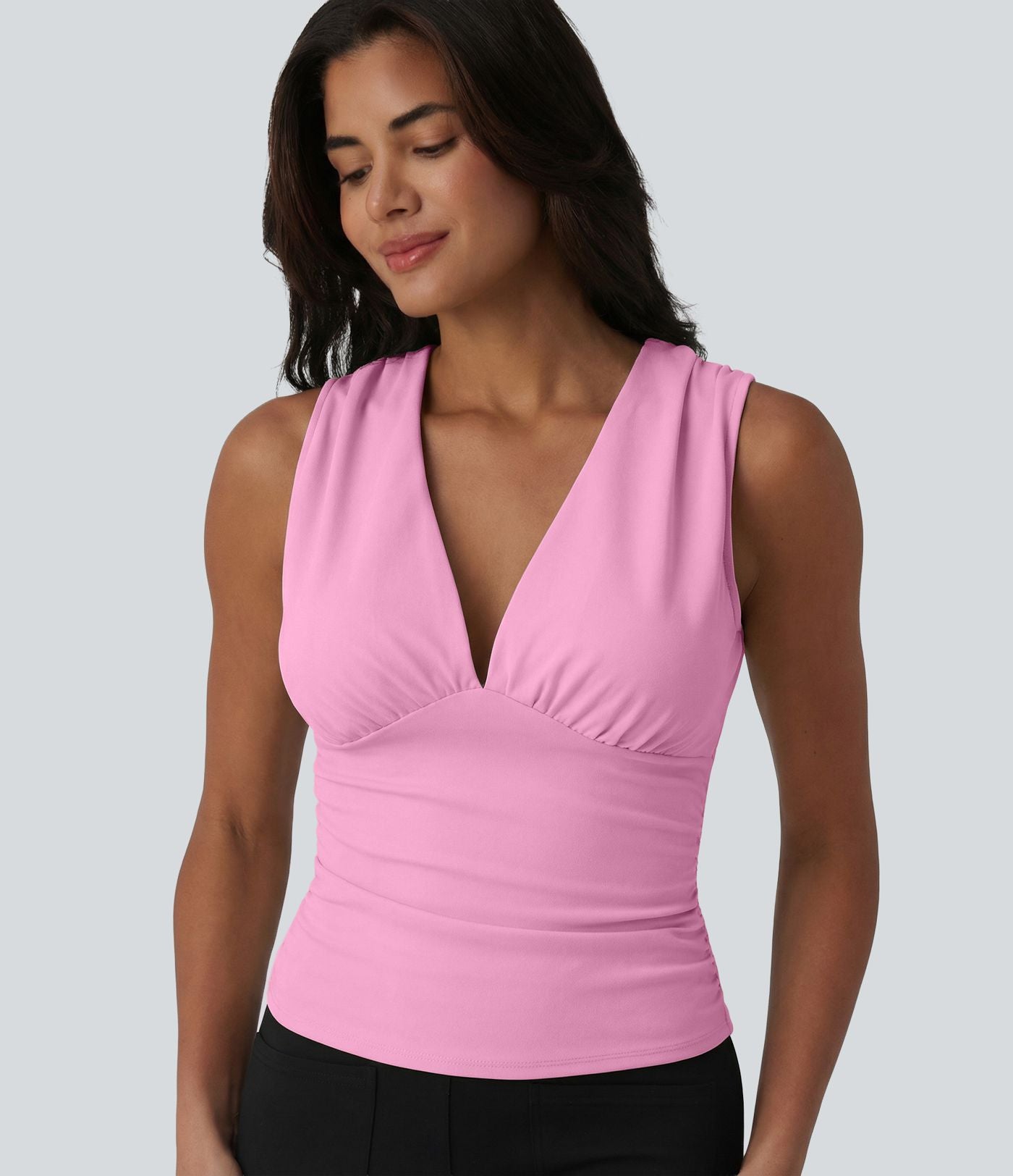 Débardeur tailleur col V avec fronces et brassière intégrée