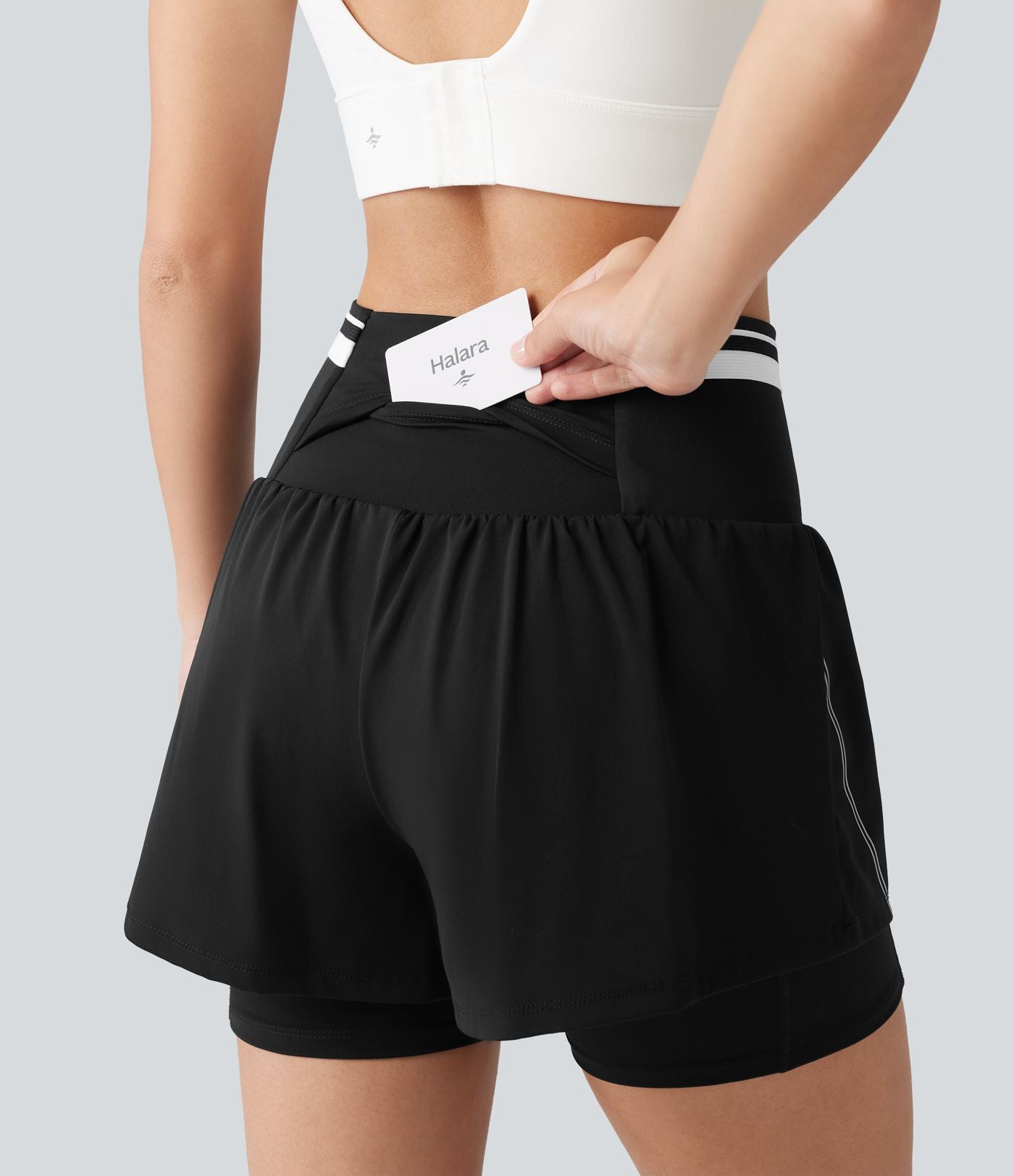 Short d’entraînement 2-en-1 SoftlyZero™ Airy réfléchissant taille très haute gainant effet frais 12,5 cm avec poches