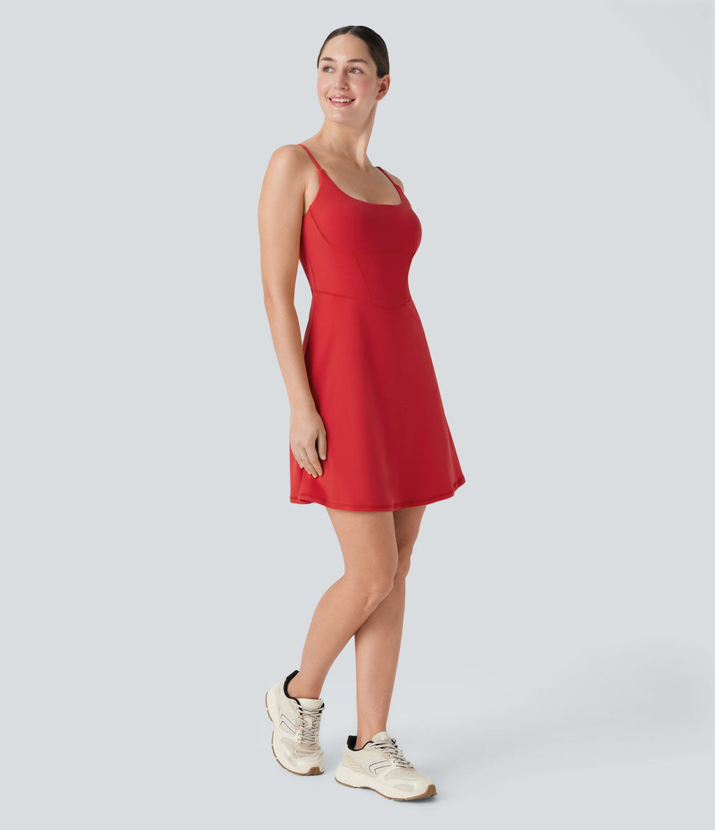 Robe décontractée mini 2-en-1 Softlyzero™ Plush avec corset, dos nu et poche latérale - Longueur allongée