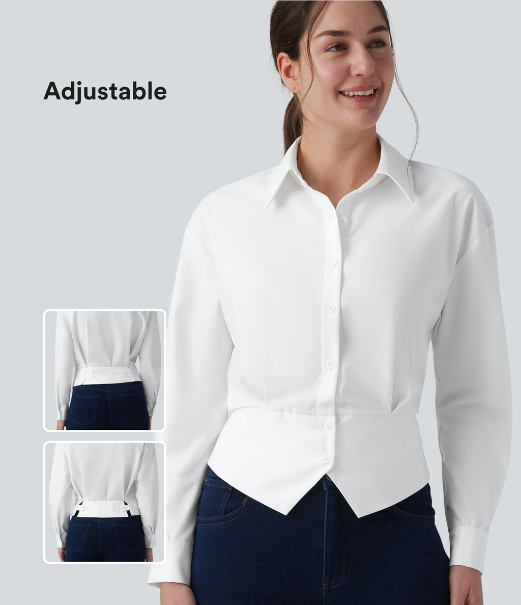 Chemise tailleur col manches longues taille cintrée ajustable