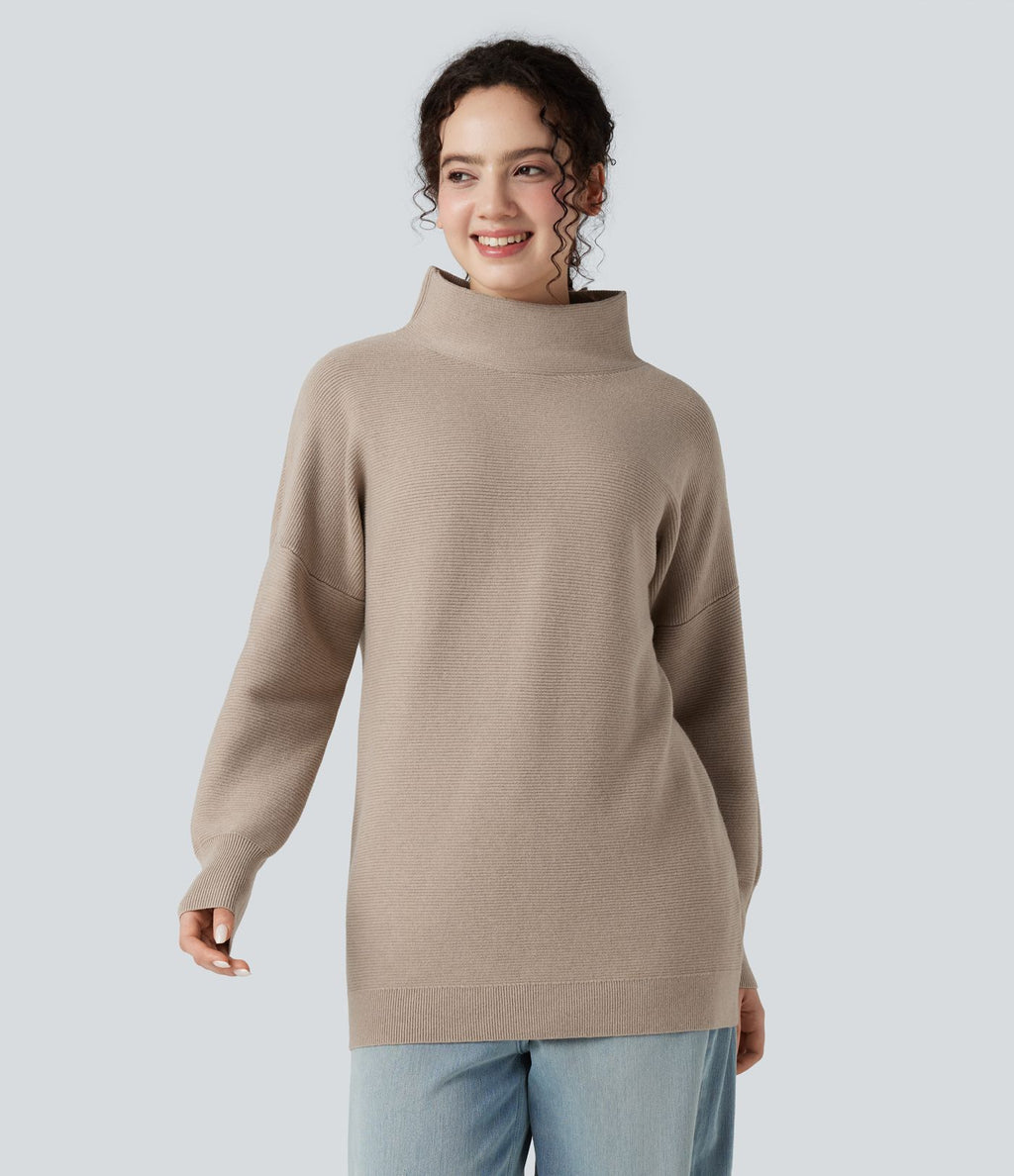 Pull casual col cheminée manches longues
