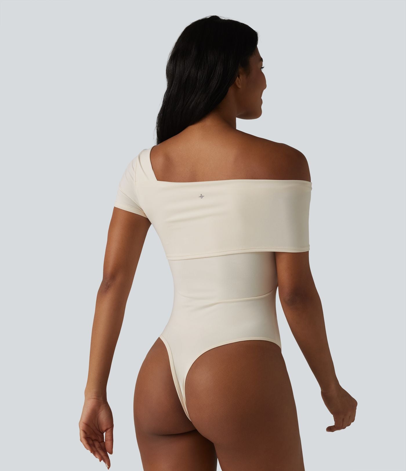 Body casual col asymétrique manches courtes avec soutien-gorge intégré