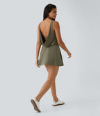 Robe Sport de Danse Mini 2 en 1 Dos Drapé à Crochet G avec Poches Latérales
