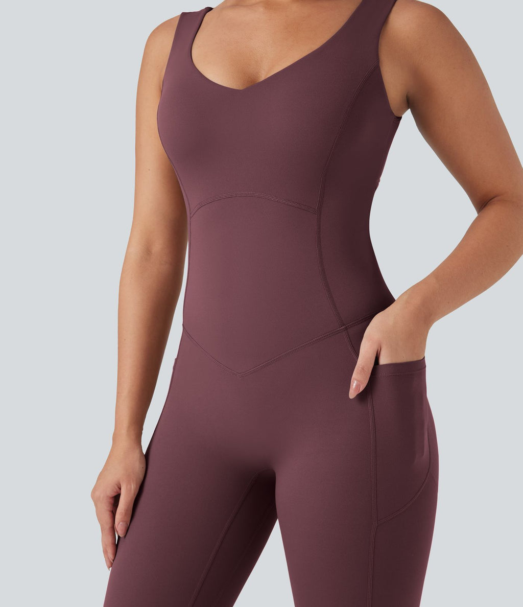 Combinaison de sport Halara UltraSculpt™ col V gainante push-up à poches