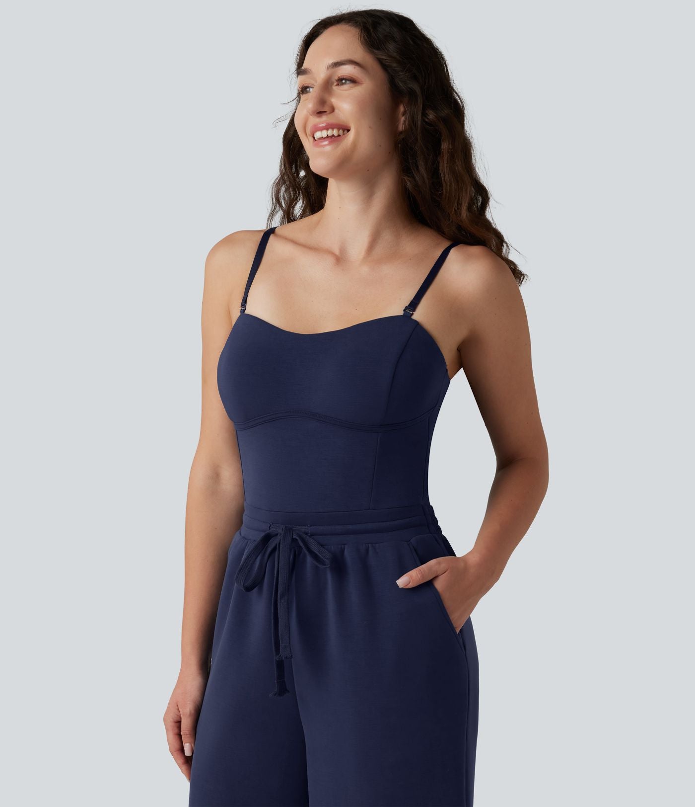 Combinaison Easy Peasy SpacerTek™ décontractée à bretelles amovibles, cordon de serrage, soutien-gorge intégré et poches