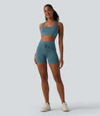 Short cycliste de yoga Halara UltraSculpt™ chiné, taille haute, cordon de serrage, séchage rapide, 12,5 cm, avec poches