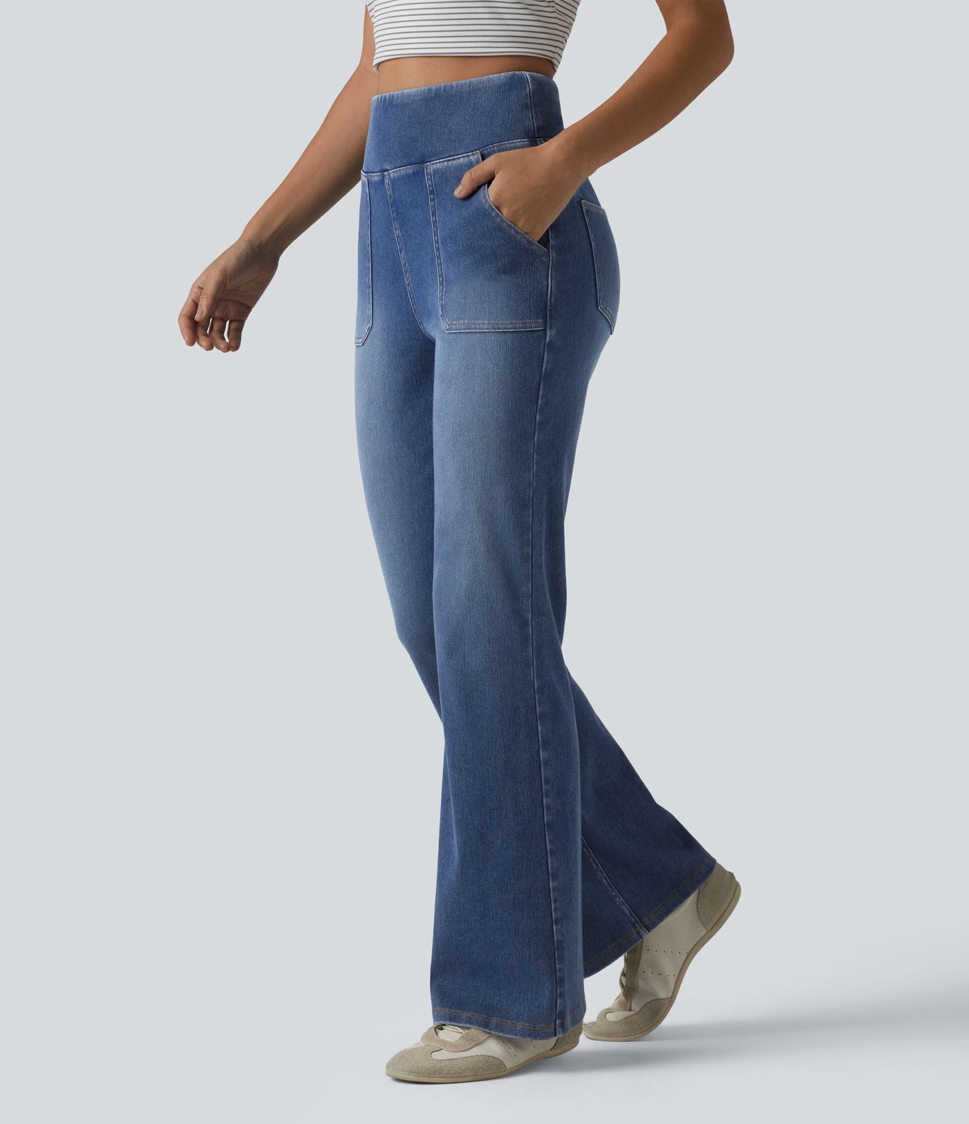Halara Flex™ Jean bootcut casual taille haute ventre plat avec poches
