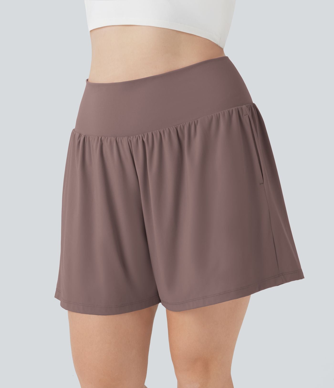 Short tailleur 2-en-1 Cool Touch yoga taille très haute Softlyzero™ Airy grande taille 17,5 cm avec poches