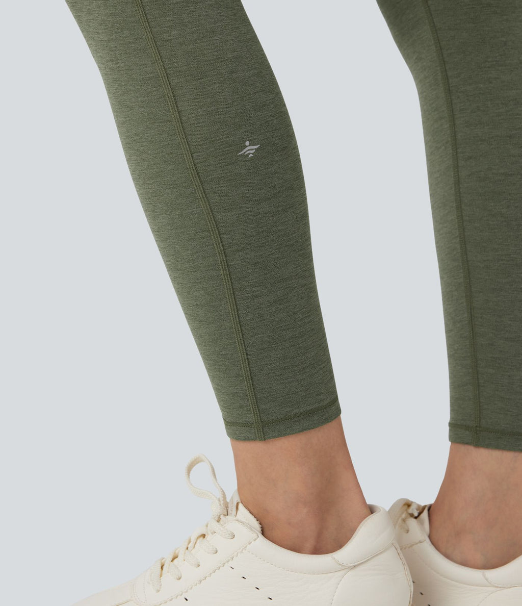 Legging yoga 7/8 taille haute chiné avec cordon de serrage et poches