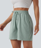 Short ample décontracté taille haute avec cordon de serrage 12,5 cm et poches