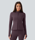 Veste d'équitation ajustée Softlyzero™ avec col montant, passe-pouces, poches, plis et fermeture éclair - Protection UPF50+