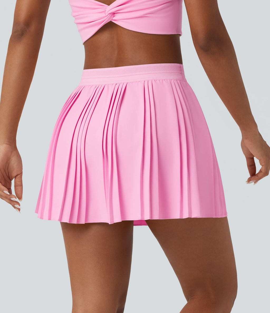 Jupe tennis mini 2-en-1 taille haute plissée séchage rapide avec poches