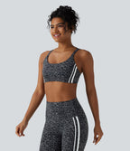 Brassière de sport d'entraînement à maintien moyen imprimé léopard et rayures color block Halara UltraSculpt™
