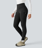 Legging de randonnée polaire gainant taille haute avec poches