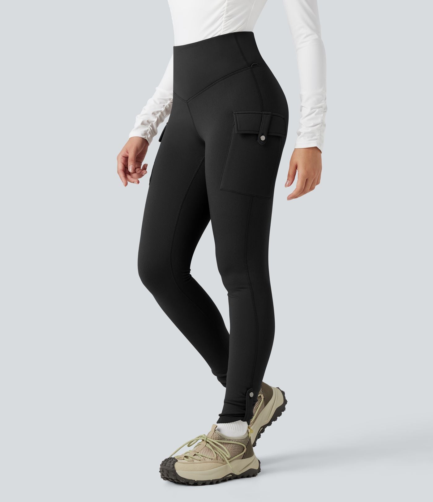 Legging de randonnée polaire gainant taille haute avec poches
