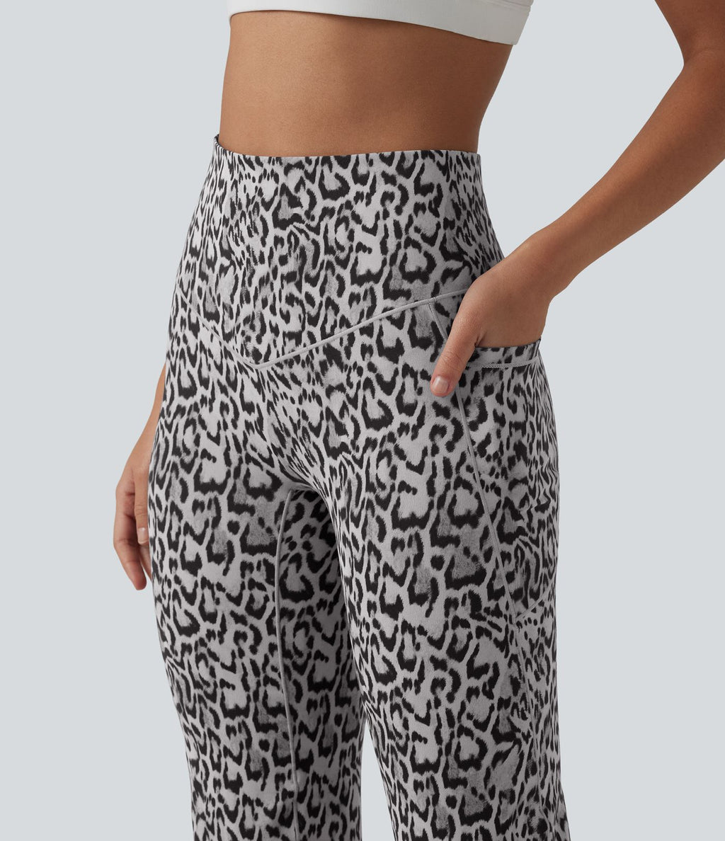 SoftlyZero™ Jogging ballon de danse taille haute imprimé léopard, avec poches – Protection UPF 40+