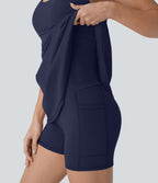 Softlyzero™ Plush Robe de danse courte dos nu avec short intégré - Version Easy Peasy